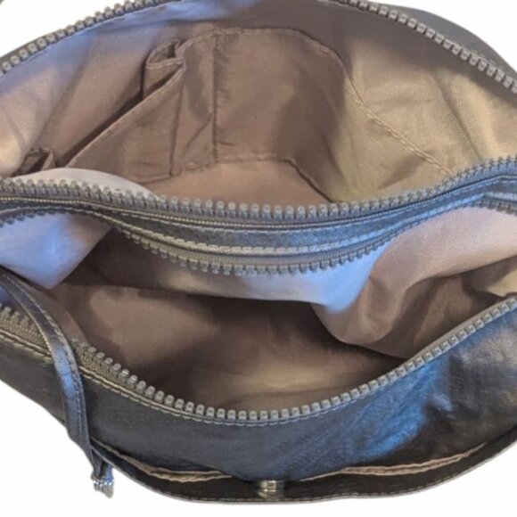 Kipling NWOT Nylon 2 Zipper Pouch Cross-Body Shoulder Bag Gold Metallic Shimmer - Picture 6 of 9